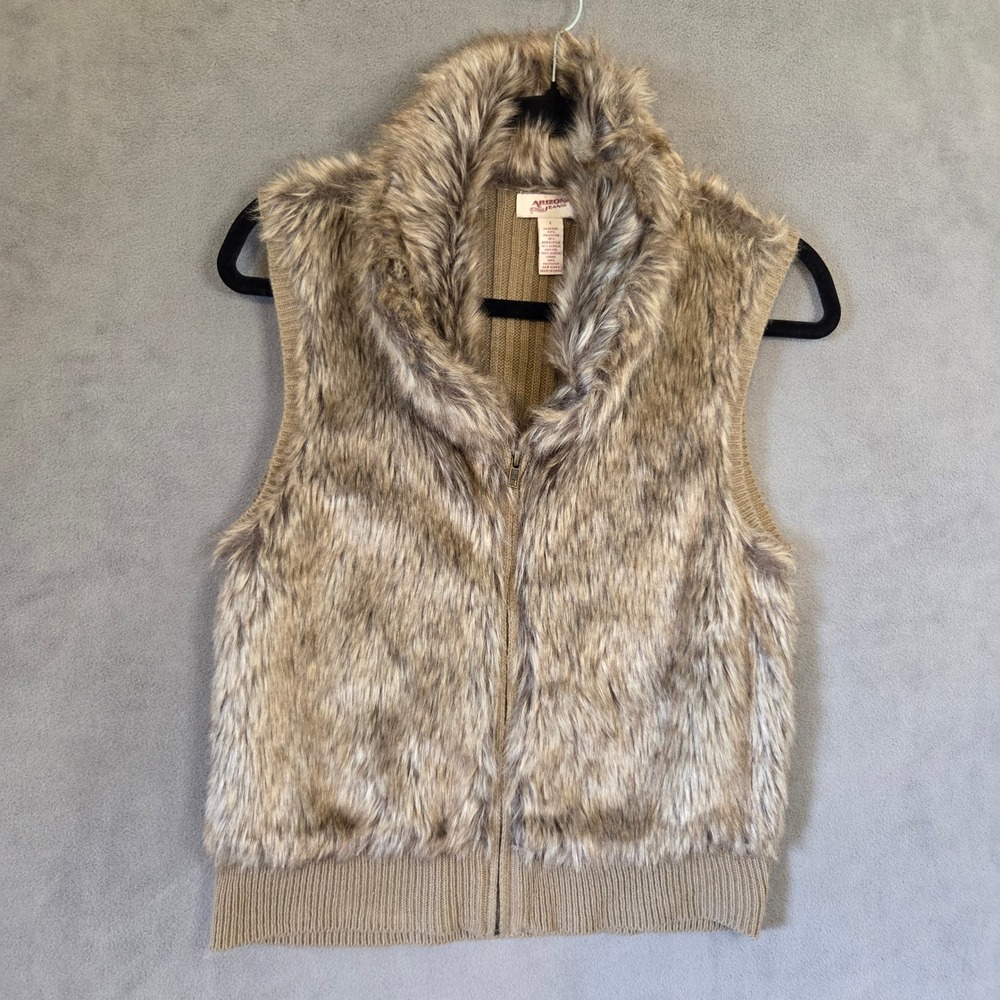 Zip Up Shaggy Boho Faux Fur‎ Vest Women's Large Cabin Mob Wife Outdoor Y2K